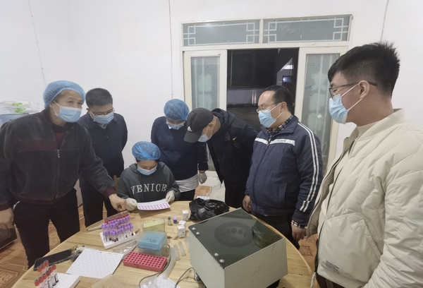 貴州大學動科院專家在做檢測。貴州大學供圖