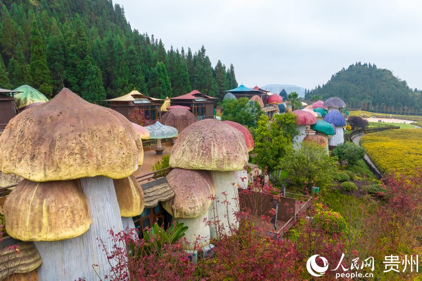 航拍景區內的主題酒店。人民網記者 涂敏攝