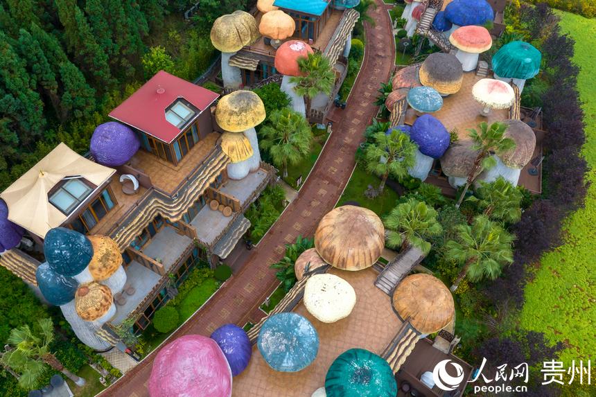 航拍景區內的主題酒店。人民網記者 涂敏攝