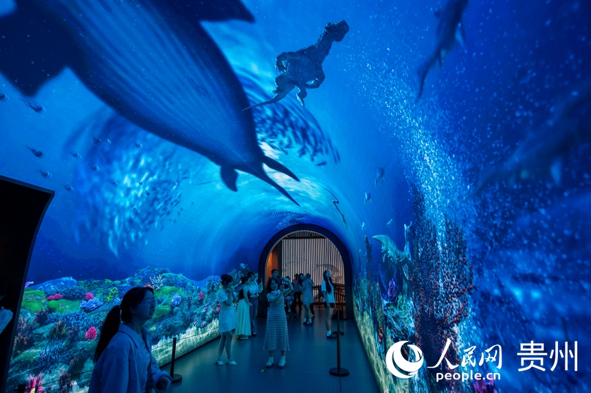 6月21日，在貴州省地質博物館，游客正在參觀游覽。人民網記者 翁奇羽攝