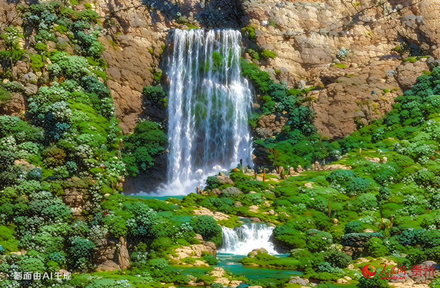 羊皮洞瀑布，位于貴陽市暗流鄉貓跳河南岸，這里有獨特的地下暗河瀑布，在絕壁處破崖而出。