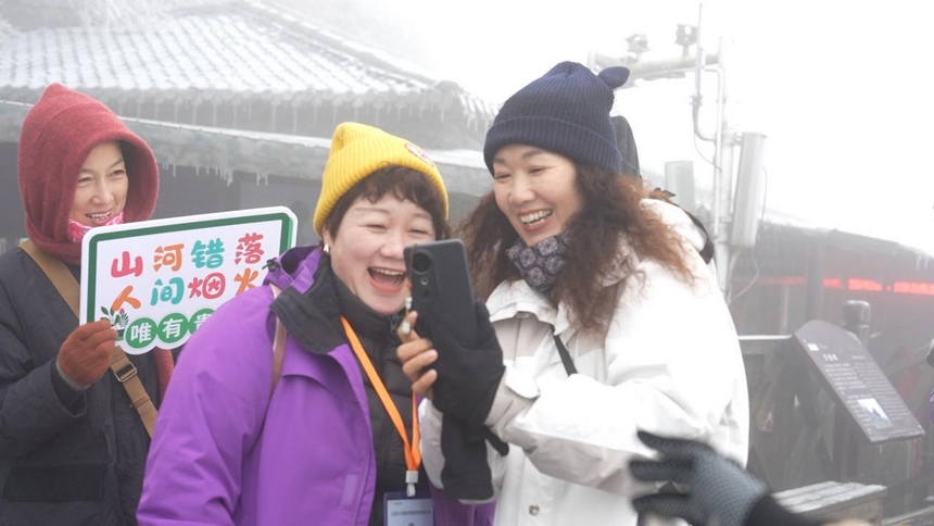 游客們拍照打卡。