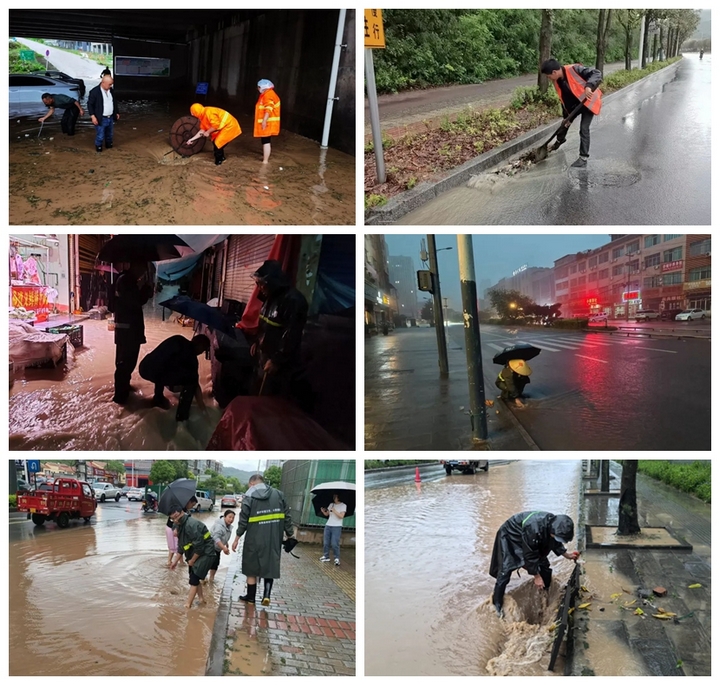 綜合行政執法隊伍全員出動，疏通排水管網，清理道路障礙物。  .jpg
