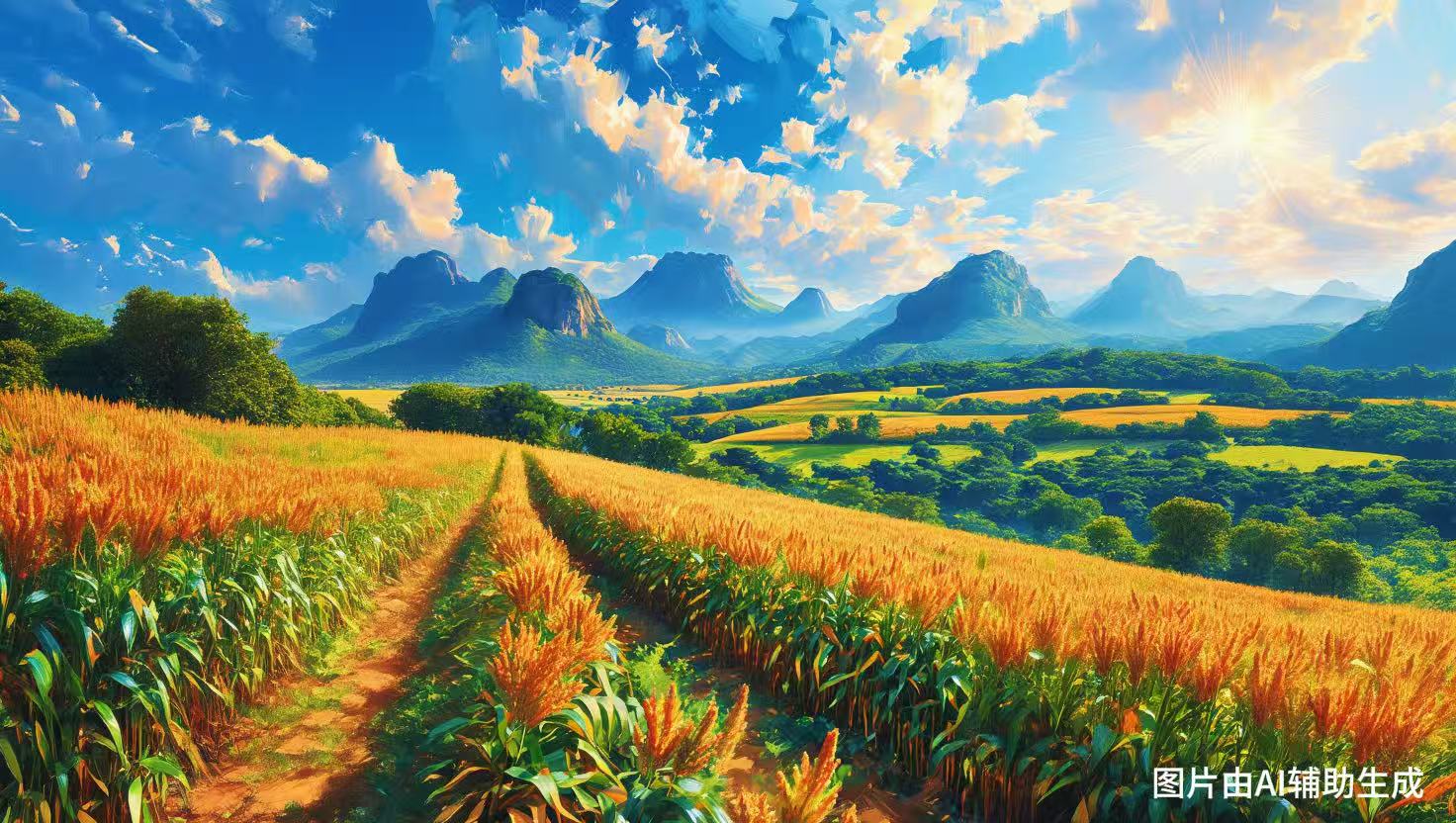 AI繪豐收 高粱田里的新光景。