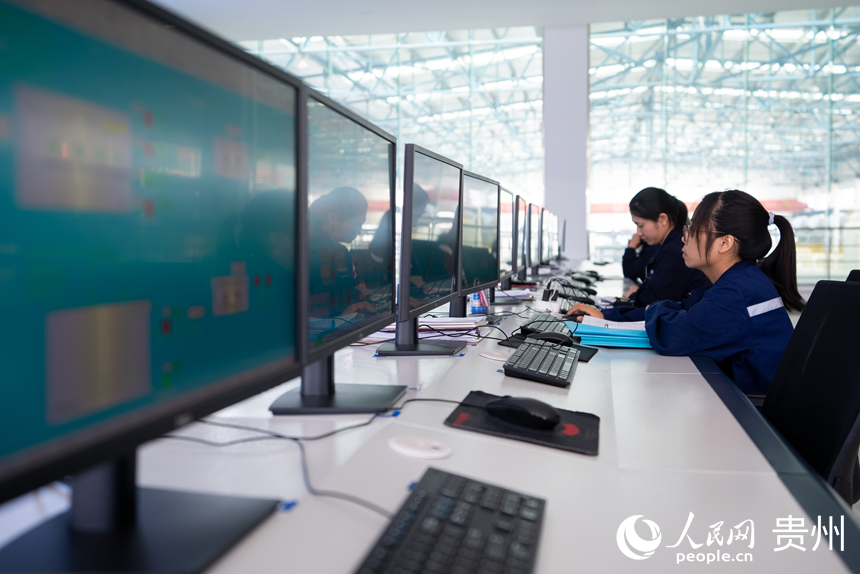 工作人員在示范項目內的污水處理廠值班。人民網記者 涂敏攝