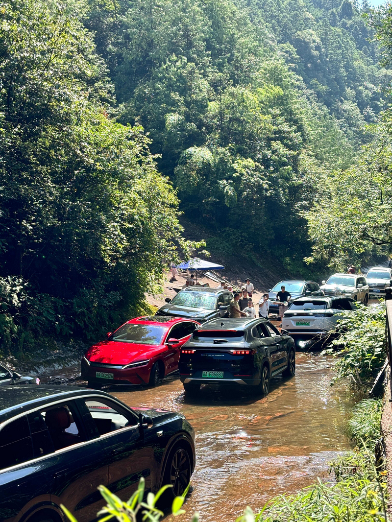汽車水中 “沖浪”，解鎖玩水新姿勢。江勇攝