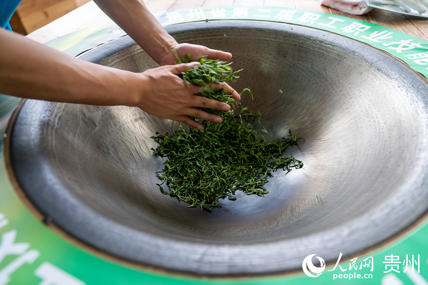 手工綠茶加工比賽現場。人民網記者 涂敏攝