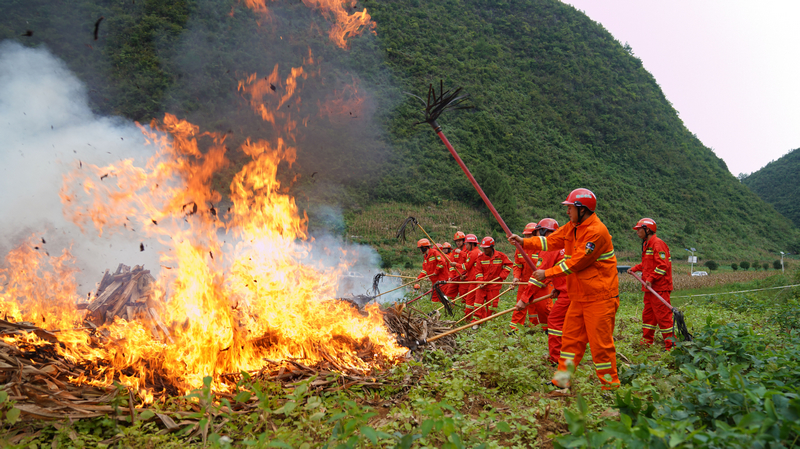 9月19日麻陽河保護區森林防滅火撲救演練現場。