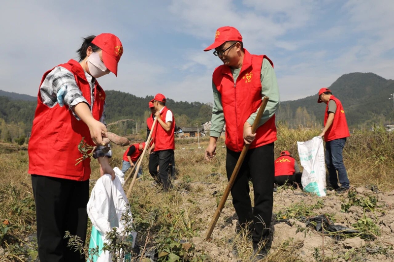 1 圖為青年志愿者與桂芽村新時代文明實踐站開展“弘揚志愿精神·助力鄉村振興”志愿服務活動.jpg